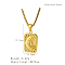 Stylish Stainless Steel Sunbeam Pendant Necklace for Women's Daily Wear, Real 18K Gold Plated, Rectangle, 17.72 inch(45cm)