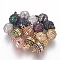 Brass Micro Pave Cubic Zirconia Magnetic Clasps with Loops, Round, Mixed Color, 12.5x8mm, Hole: 1mm