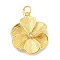 Rack Plating Brass Micro Pave Cubic Zirconia Pendants, with Jump Ring, Cadmium Free & Lead Free, Long-Lasting Plated, Flower, Real 18K Gold Plated, 26x21x5mm, Hole: 3mm