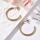 Серьги-гвоздики в форме буквы С из нержавеющей стали 304 EJEW-R017-03G-02-3