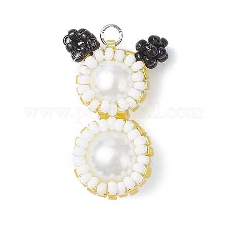 Подвески-снеговики из стеклянных бусин PALLOY-MZ00888-05-1