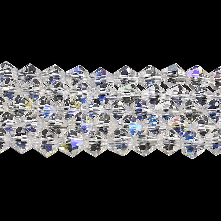 Прозрачные стеклянные бусины гальваническим пряди GLAA-F029-4mm-D13-1