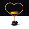 Metal Candle Holders, with Natural Obisidian Basements, Heart, 170x70mm