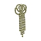 Brass Rhinestone Pendants, Cadmium Free & Lead Free, Flower, Olivine, 62x22x2.5mm, Hole: 1.6mm