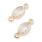 Brass Glass Connector Charms, Oval Links, Cadmium Free & Nickel Free & Lead Free, Real 18K Gold Plated, Clear, 10.5x4x1.5mm, Hole: 1mm