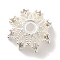 Brass Micro Pave Clear Cubic Zirconia Bead Caps, Long-Lasting Plated, Silver, 15x6mm, Hole: 2.5mm