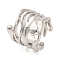 Multi-layer Alloy Open Cuff Rings for Women, Platinum, 22mm, Inner Diameter: Adjustable
