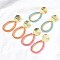 Teardrop Brass Dangle Stud Earrings, with Glass, Lead Free & Cadmium Free, Rack Plating, Long-Lasting Plated, Mixed Color, 52.5x24.5mm