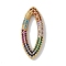 Rack Plating Brass Micro Pave Cubic Zirconia Twister Clasps, Cadmium Free & Lead Free, Long-Lasting Plated, Real 18K Gold Plated, Horse Eye, Colorful, 30x12x3mm