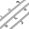 304 Stainless Steel Curb Chains, Unwelded, with Spool, with Star & Moon Charms, Stainless Steel Color, 5~5.5x3.5~5.5x0.5mm
