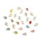 Eco-Friendly Brass with Glass Pendants,  Long-Lasting Plated, Lead Free & Cadmium Free & Nickel Free, Oval, Real 18K Gold Plated, Mixed Color, 9x4.5x2mm, Hole: 1.2mm