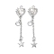 Rack Plating Alloy Pendants, with Rhinestone, Heart, Platinum, Crystal, 57x14x5mm, Hole: 2mm