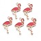 Alloy Enamel Pendants, Cadmium Free & Nickel Free & Lead Free, Light Gold, Flamingo Shape, Crimson, 25.5x15x2mm, Hole: 1.6mm