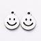 Non-Tarnish 304 Stainless Steel Charms, Cut-Out, Manual Polishing, Hollow, Flat Round with Smile, Stainless Steel Color, 8x6x1mm, Hole: 0.8mm