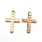 Light Gold Plated Alloy Enamel Cross Pendants, White, 27x18x2mm, Hole: 2mm