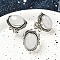 Natural Quartz Crystal Adjustable Rings, Lead Free & Cadmium Free, Antique Silver Plated Brass Finger Rings for Women, Oval, 27mm, Inner Diameter: 17mm