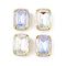 Brass Glass Rhinestone Sew on Rhinestones, Rectangle, Faceted, Mixed Color, Golden, 13.5x10x7mm, Hole: 0.8mm