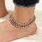 Alloy Crystal Rhinestone Bell Charm Tassel Anklets for Women, Platinum, 8-1/4 inch(210mm)