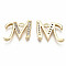 Brass Micro Pave Clear Cubic Zirconia Pendants, Nickel Free, Real 18K Gold Plated, Word, Letter.M, 12.5x16x2mm, Hole: 1.5mm
