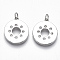 Brass Micro Pave Clear Cubic Zirconia Pendants, with Jump Ring,Flat Round, Nickel Free, Real Platinum Plated, 20.5x17x2.5mm, Jump Ring: 5x0.8mm, Inner Diameter: 3mm