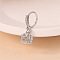 Halloween Theme Pumpkin Brass Micro Pave Clear Cubic Zirconia Hoop Nose Rings with Charms, Platinum, Inner Diameter: 8mm