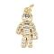 Rack Plating Brass Micro Pave Cubic Zirconia Pendant, Lead Free & Cadmium Free, Long-Lasting Plated, Human Charms, with Jump Ring, Real 18K Gold Plated, 18x9.5x2.5mm, Hole: 3.5mm