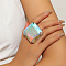 Exaggerated Big Square Glass Finger Rings, Metal Finger Rings for Women, Clear AB,