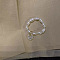 Natural Freshwater Pearl Beaded Stretch Rings, with Alloy Heart Charm, Golden, Inner Diameter: 16mm