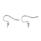 Tarnish Resistant 316 Surgical Stainless Steel Earring Hooks, Ear Wire, with Horizontal Loop, Stainless Steel Color, 15x3.5mm, Hole: 2mm, Pin: 17.5x0.5mm
