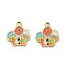 304 Stainless Steel Charms, Mushroom, with Enamel, Ion Plating(IP), Real 18K Gold Plated, 14x13x1.5mm, Hole: 1.5mm