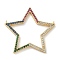 Rack Plating Brass Micro Pave Cubic Zirconia Connector Charms, Long-Lasting Plated, Lead Free & Cadmium Free, Star, Real 18K Gold Plated, 30x33x2.5mm, Hole: 0.8mm