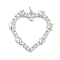 Rack Plating Brass Pendants,  Heart Charms, with Cubic Zirconia, Long-Lasting Plated, Lead Free & Cadmium Free, with Jump Ring, Platinum, 24.5x25x2mm, Hole: 3mm