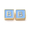 304 Stainless Steel Enamel Beads, Real 14K Gold Plated, Square with Letter, Letter B, 8x8x4mm, Hole: 2mm