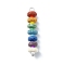 2Pcs Colorful Dyed Natural Lava Rock & Glass Seeded Pendants, Chakra Disc Charms with 304 Stainless Steel Loops, Stainless Steel Color, 42~42.5x8mm, Hole: 3mm