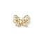 Brass Micro Pave Cubic Zirconia Connector Charms, Cadmium Free & Nickel Free & Lead Free, Butterfly, Real 18K Gold Plated, 5x7x2mm, Hole: 0.6mm