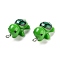 Opaque Resin Pendants, Tortoise Charms, Green, 25x12.5x9mm, Hole: 2mm