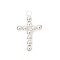 Brass Beaded Pendants, with Copper Jewelry Wire, Cross Charms, Silver, 27x16x4mm, Hole: 2.5mm