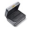 Rectangle Velvet Double Ring Storage Box, Jewelry Gift Case with Iron Clip, for Rings, Dark Gray, 7.7x5.9x3.6cm