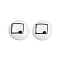 White and Black Flat Round Cartoon Resin Cabochons, Square, 13x4mm