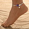 Starfish & Shell Glass Beaded Anklets, with Plastic Beads and Alloy Findings, Medium Purple, 9-1/2 inch(24cm)