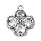304 Stainless Steel Cubic Zirconia Pendants, Flower Charms, Clear, 13.5x11.5x3mm, Hole: 1.2mm