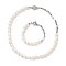 Natural Baroque Pearl Beaded Necklace & Bracelet with 304 Stainless Steel Paperclip Chains, Jewelry Sets for Women, Stainless Steel Color, 185mm, 448mm