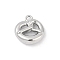 Rack Plating Alloy Pendants,  Knot Charms, Lead Free & Nickel Free & Cadmium Free, Platinum, 14.5x13.5x4.5mm, Hole: 1.6mm