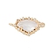 Golden Plated Brass Pave Clear Cubic Zirconia Connector Charms, Cadmium Free & Lead Free, Glass Heart Links, White, 24x13x5mm, Hole: 1.5mm
