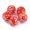 Round Lampwork Beads, Plum Flower Petal Pattern, with Hole, Red, 12mm, Hole: 1.8mm
