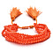 Faceted Glass Braided Bead Bracelets, Adjustable Tassel Woven Multi-strand Bracelets for Women, Orange