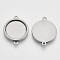 Non-Tarnish 201 Stainless Steel Cabochon Connector Settings, Flat Round, Stainless Steel Color, Tray: 18mm, 27.5x21x2mm, Hole: 1.8mm