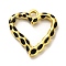 304 Stainless Steel Pendants, with Enamel, Golden, Heart Charm, Black, 21x20.5x3mm, Hole: 2.5mm