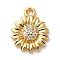 Brass Micro Pave Cubic Zirconia Pendants, Rack Plating, Flower, Long-Lasting Plated, Cadmium Free & Lead Free, Real 18K Gold Plated, 15x12x3mm, Hole: 1.6mm