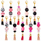10Pcs 10 Styles Glass & Acrylic & Resin Beaded Pendant Decorations, with Faux Suede Tassel Pendant and Alloy Lobster Claw Clasps, Mixed Color, 120mm, 1pc/style